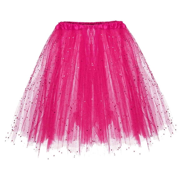 purcolt Womens Sparkle 3 Layered Tulle Tutu Skirt Elastic Waist Sequins Ballet Dance Skirt
