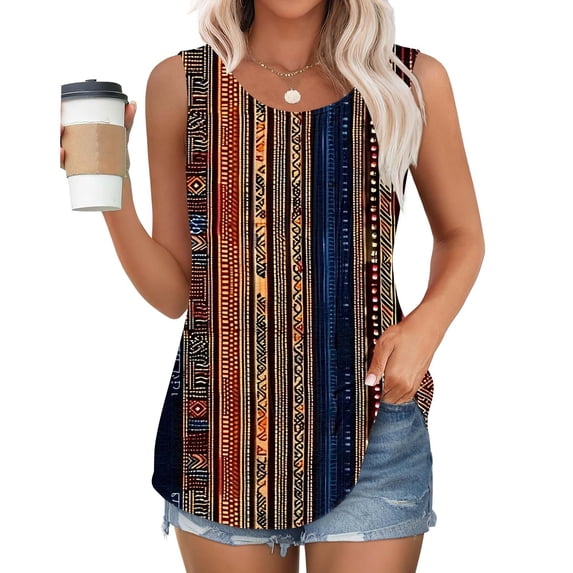 purcolt Womens Summer Vintage Tank Tops Casual Sleeveless T Shirt Crew Neck Loose Fit Tunic Tops