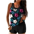 thumbnail image 1 of Purcolt Womens Tankini Sets Two Piece Swimsuits Blouson Swimwear Tank Top with Boyshorts Tropical Floral Print Tummy Control Bathing Suits, 1 of 6