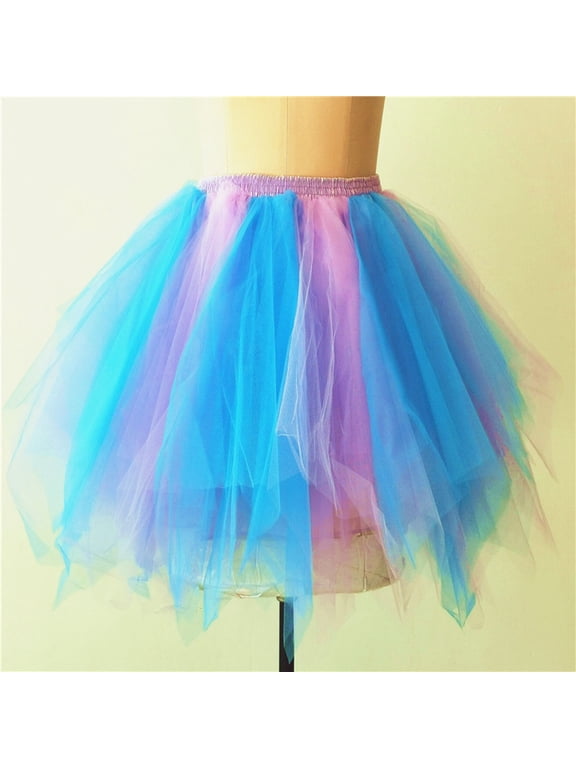 Womens Tutu Skirt Vintage Bubble Ballet Skirt Multicolor Layered Tulle Skirts for Festival Cosplay