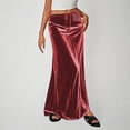 thumbnail image 1 of purcolt Womens Velvet Maxi Skirts Drawstring Elastic Waist Wrap Skirt High Waisted A-Line Mermaid Skirts for Formal Evening Cocktail Party, 1 of 6