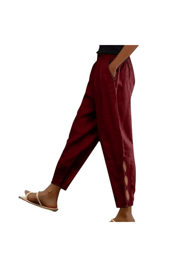 Womens Wide Leg Harem Pants Elastic Waisted Baggy Palazzo Pants Summer Casual Loose Lounge Pants Beach Boho Yoga Trousers with Pockets