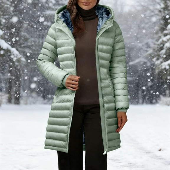 purcolt Womens Winter Long Hooded Puffer Coat Thick Warm Quilted Jackets Windbreaker Insulated Outerwear with Zipper Pockets