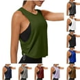 thumbnail image 1 of purcolt Womens Workout Tank Tops Loose Fit Adjustable Ruched Sleeveless Cropped Tops Yoga Shirts for Athletic Running Gym, 1 of 8