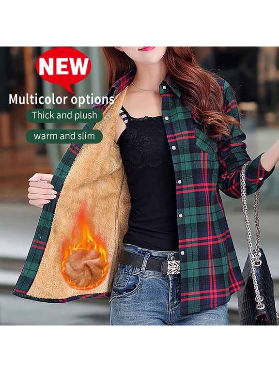 for Days!Winter Fall Long Sleeve Plaid Fleece Lined Flannel Shirts for Women Casual Warm Button Down Cardigan Tops Jacket Coat