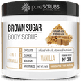 thumbnail image 1 of pureSCRUBS Premium BROWN SUGAR Body Scrub Set - Large 16oz VANILLA BODY SCRUB - For Face & Body Infused With Organic Essential Oils & Nutrients + FREE Wooden Spoon, Loofah & Mini Exfoliating Bar Soap, 1 of 8