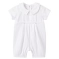 thumbnail image 1 of pureborn Baby Boys Baptism Romper Short Sleeve Christening Outfit One-Piece Coverall 3-6 Months White, 1 of 1