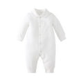 thumbnail image 1 of pureborn Baby Boys Girls Jumpsuit - Solid White Long Sleeve Romper Christening Baptism Outfit 12-18 Months, 1 of 2