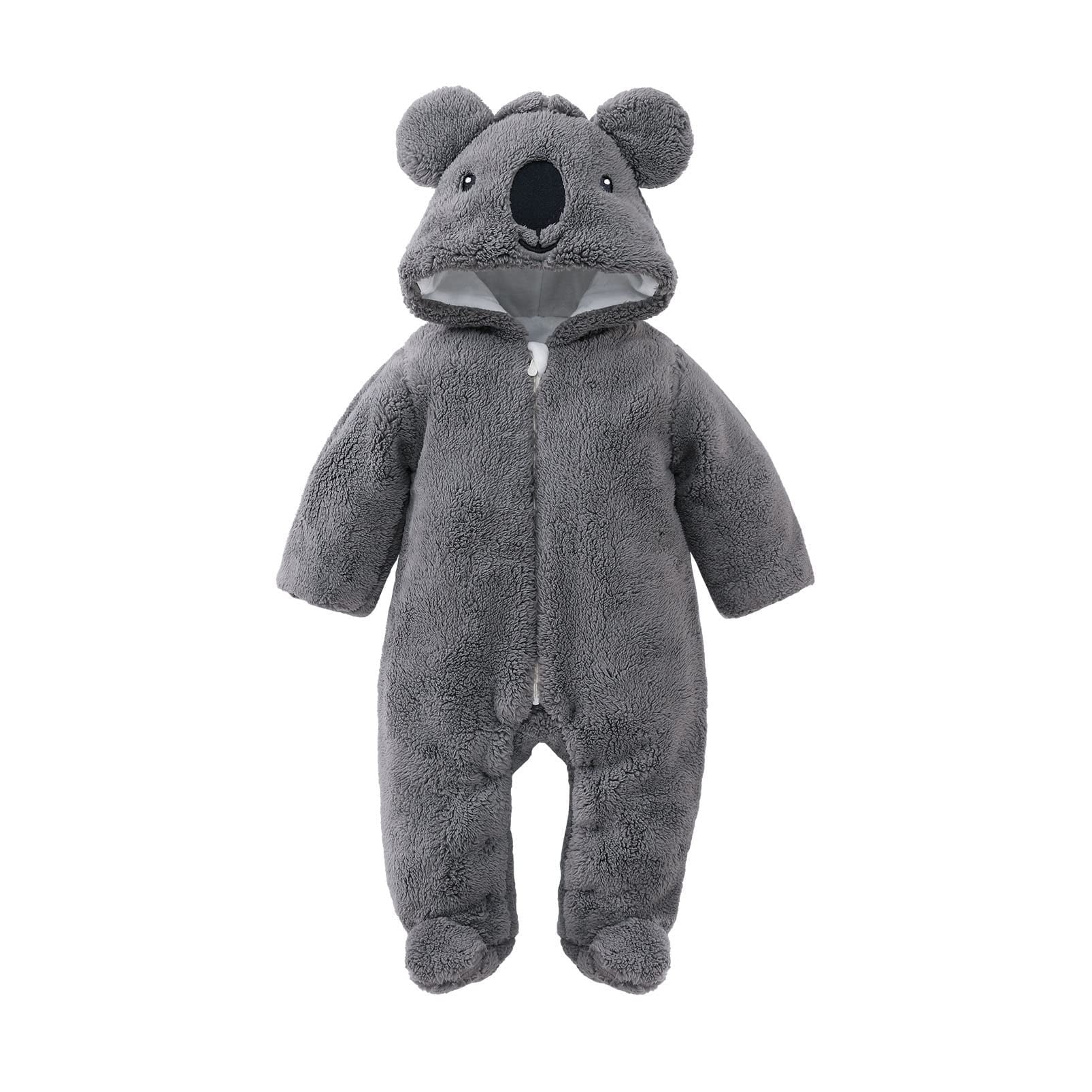 pureborn Newborn Baby Boys Fleece Footed Jumpsuit Hooded Snowsuit