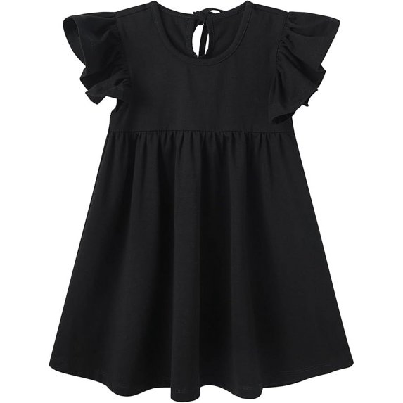pureborn Toddler Girls Cotton Dress Halloween Ruffle Sleeve Halter Sleeveless Kids Casual Summer Dresses 5T Black