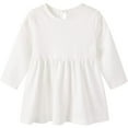 thumbnail image 1 of pureborn Toddler Girls Dress Long Sleeve Swing Dress Cotton Playwear Dress Casual A-Line Dresses for Little Girl 4T Solid White, 1 of 3