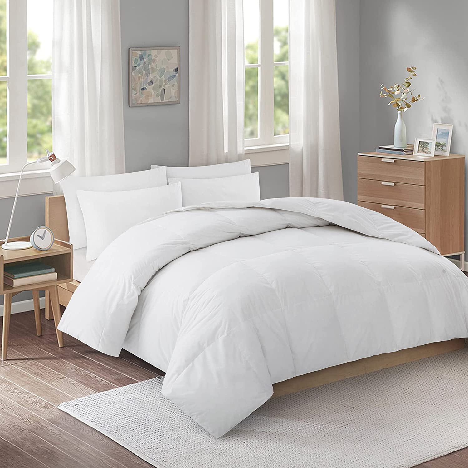 puredown Luxury Light Weight White Down Feather Comforter 100 Cotton