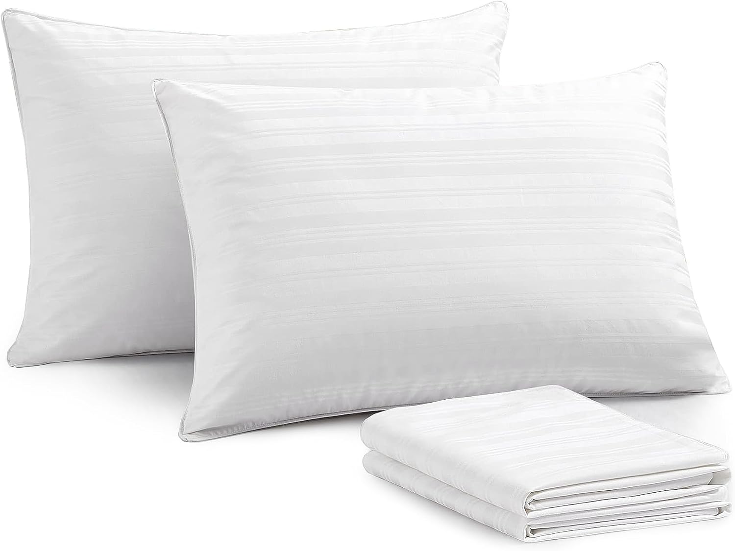 puredown® Natural Goose Feather Down Bed Pillows for Sleeping with 2