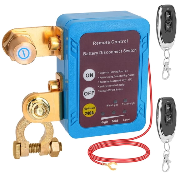 puresly 12V/240A Wireless Dual Remote Car Battery Breaker Automatic Power Cut-off Switch