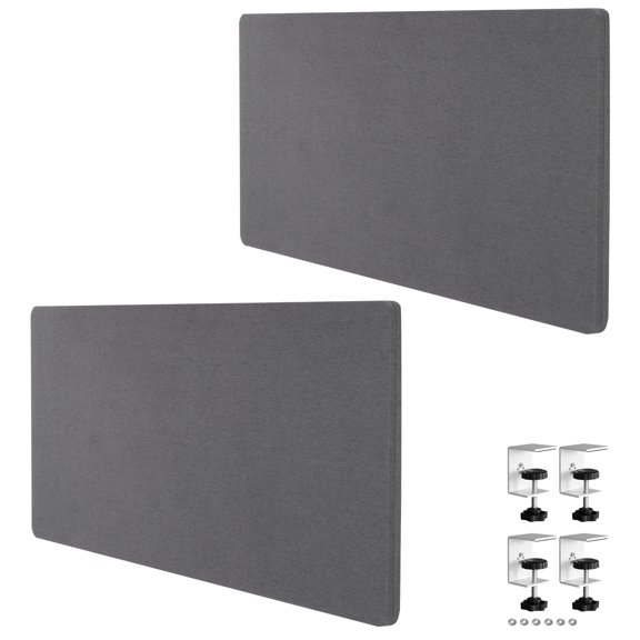 puresly 2 Pack Desk Divider Privacy Panel 61 X 24 Inch Clamp-on Office Desk Partition Cubicle Partition Panel Workstation Privacy Divider with 4 C-type Clamps for Office Study Library (Dark Grey)