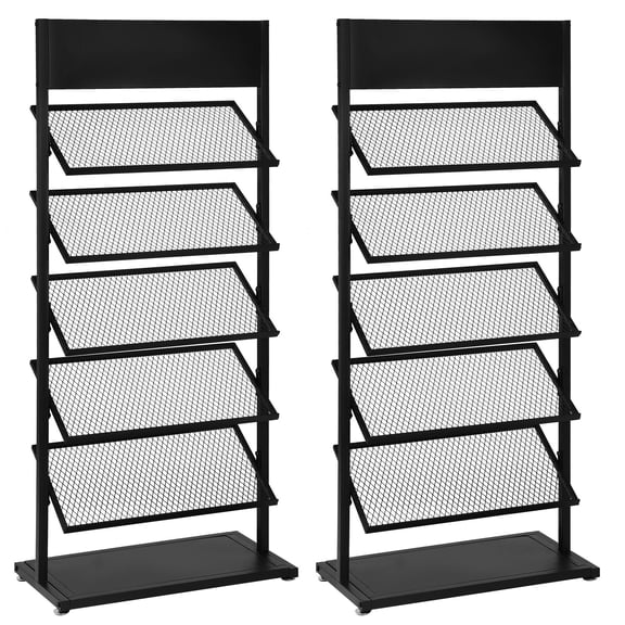 puresly 2 Pack Metal Ceramic Tile Display Rack Large Capacity Wood Flooring Sample Display Stand 5-Tier Floor-standing Tile Stand for Trade Show Vendor Events Craft Shows