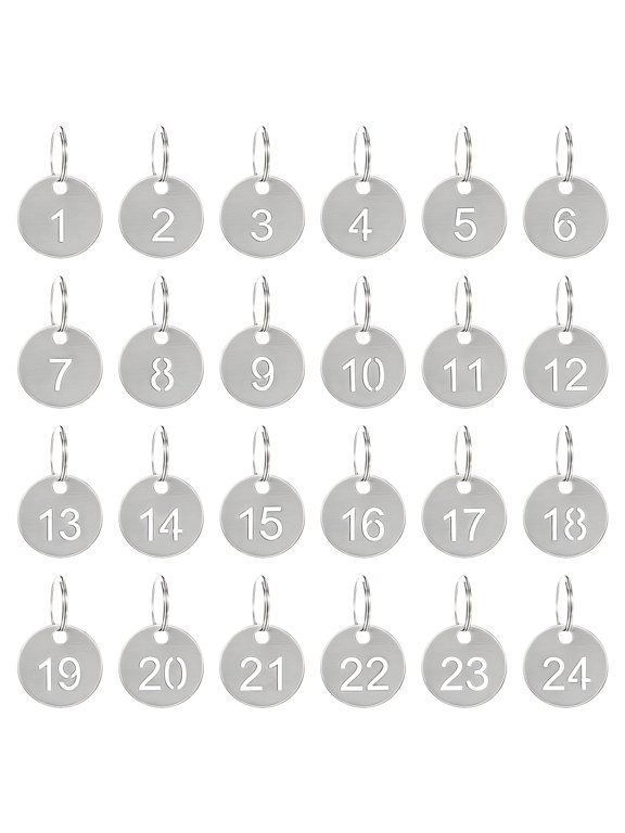 25mm Number Tags with Rings 304 Stainless Steel Key Id Tag Hollow Round Metal Numbered Labels 1 To 500 for Restaurant Bar And Cafes