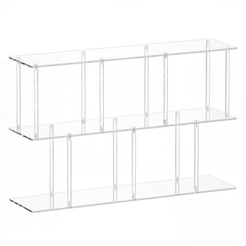 puresly 3-Tier Acrylic Bookshelf 11.8''D X 47.2''W X 24.6''H Clear Long Bookcase with Large Storage Horizontal Bookshelf Easy Assembly for Home Office Living Room Bedroom