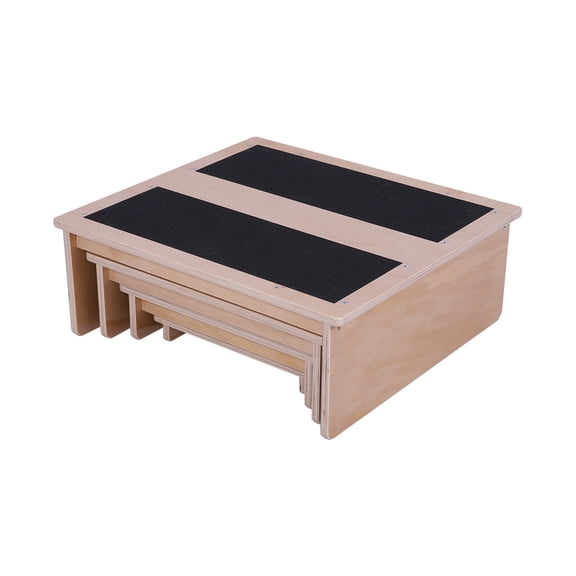 puresly 4 Layer Adjustable Exercise Step Platform Non-slip Nested Foot Stools 330Lbs Load Training Pedals Wood Nesting Exercise Steps Progressive Height Step Platforms for Balance & Strength Trainer