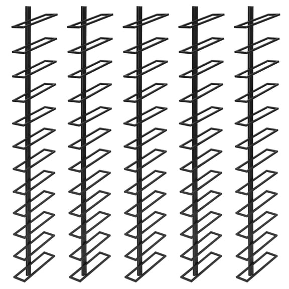 puresly 5 Pack 12 Bottle Wine Rack Wall Mounted for 60 Bottles Diy Detachable Wine Holder Metal Storage Rack for Kitchen Dining Room Bar (Black)