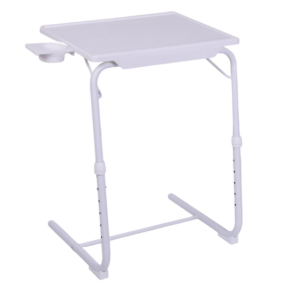 puresly Adjustable Tv Tray Table with 6 Heights And 3 Tilt Angles Portable Desk Folding Dinner Tray with Cup Holder for Eating Snack Food Or Bed Use