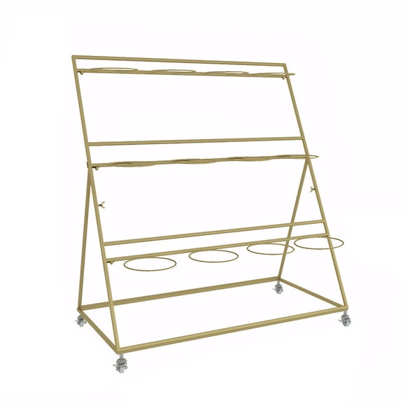 puresly Flower Display Stand 3 Layers Metal Plant Stand with Wheels And Foot Brake