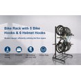 thumbnail image 1 of puresly Freestanding Storage Rack with Locking Casters & 6 Hooks Mobile Freestanding Vertical Rack Holds Up To 5 Bikes Vertical Storage Stand Height Adjustable for Garage Basement & Home, 1 of 8