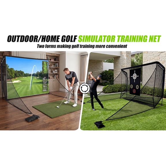 puresly Golf Hitting Practice Net with 2 Side Barriers & Storage Bag 10x7ft Golf Hitting Aid Net Personal Driving Range for Backyard Driving Chipping Training Swing