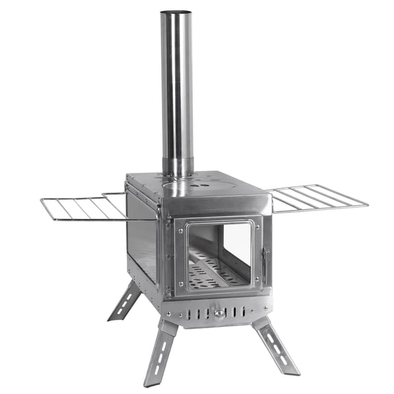 puresly Large Tent Stove with Chimney Pipe for Outdoor Heating & Cooking Ice Fishing Hunting Stainless Steel Firebox Freestanding Stove with Ash Shovel