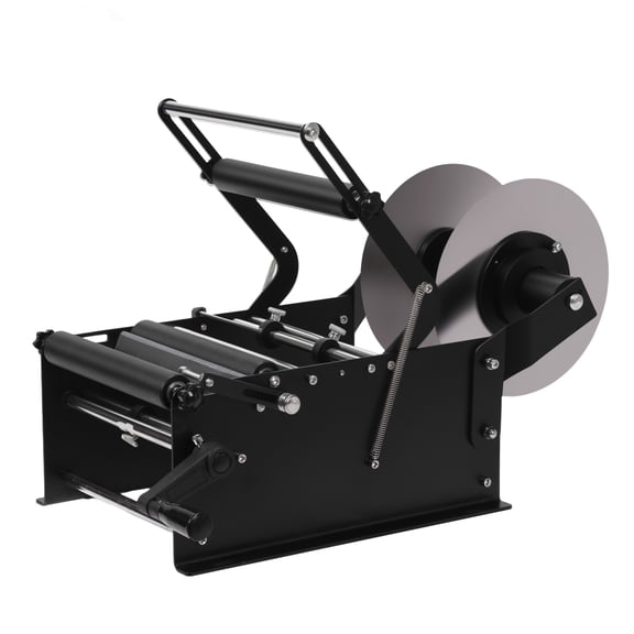 puresly Manual Labeling Machine with Handle Adjustable Bottle Label Applicator for Glass Metal Round Bottles Diameter 0.59-4.72 Inches