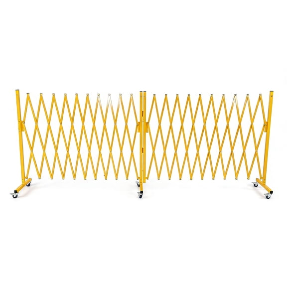 puresly Retractable Outdoor Fence Expandable Barricade with Casters Free Standing Safety Barrier 0-180 Degree Rotating Folding Safety Gate Railing for Garage Home (Yellow 47 In-23.6 Feet H-l)