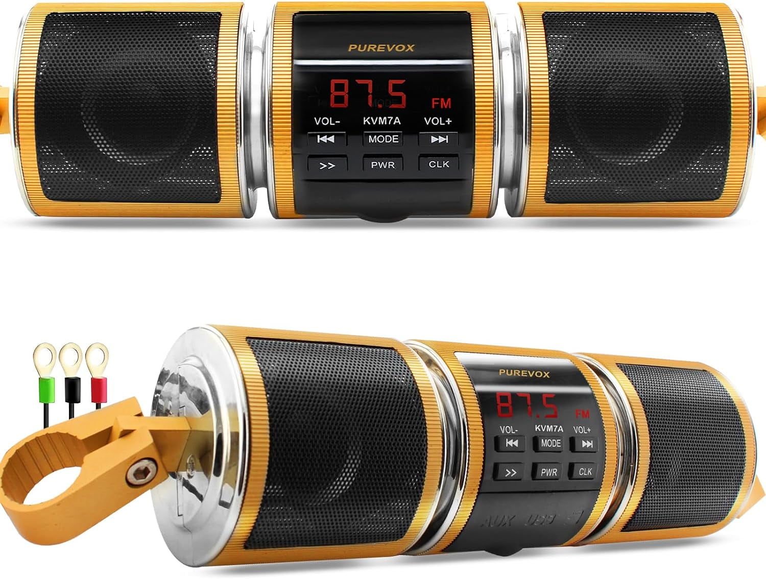 purevox Waterproof Bluetooth Motorcycle ATV Stereo Speakers Soundbar 7/