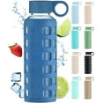 thumbnail image 1 of purifyou Premium 40/32 / 22/12 oz Glass Water Bottles with Volume & Times to Drink, Silicone Sleeve & Stainless Steel Lid Insert, Reusable Bottle for Fridge Water, Milk, Juice, 1 of 6