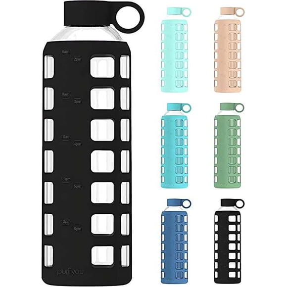 Glass Water Bottle Time Markings