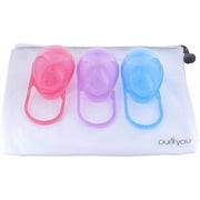 purifyou PurePouch BPA-Free Pacifier Case حامل وحقيبة درع الحلمة، تحمل ما يصل إلى اثنين وثلاثة من اللهايات ومقاطع اللهاية لكل حاوية مع مجموعة أكياس شبكية مجانية مكونة من 3 قطع، مختلطة
