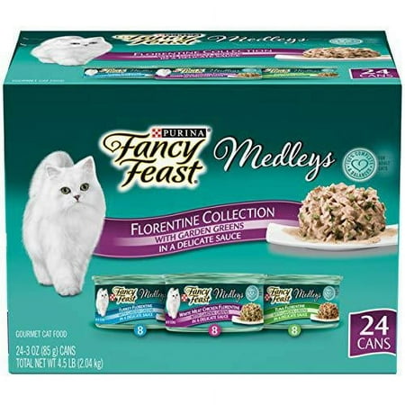 purina fancy feast gravy wet cat food variety pack, medleys florentine collection - 3 oz. cans ( pack of 24)