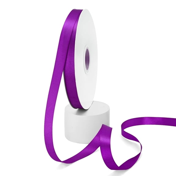 LEEQE Purple Double Face Satin Ribbon 5/8 Inch 100 Yards