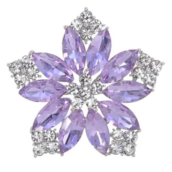 Gyn&Joy Womens Diamond Inspired Violet Lavender Purple Floral Pendant Hawaiian Flower Brooch Pin
