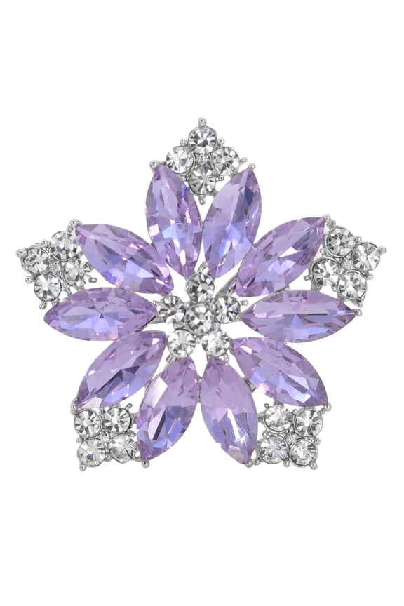 Womens Diamond Inspired Violet Lavender Purple Floral Pendant Hawaiian Flower Brooch Pin