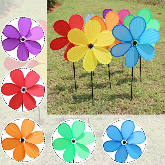 purple Garden Windmill Colorful Flower Windmills Spinner Wind Home Decorative Yard Patio Outdoor Ornaments For Children Gifts