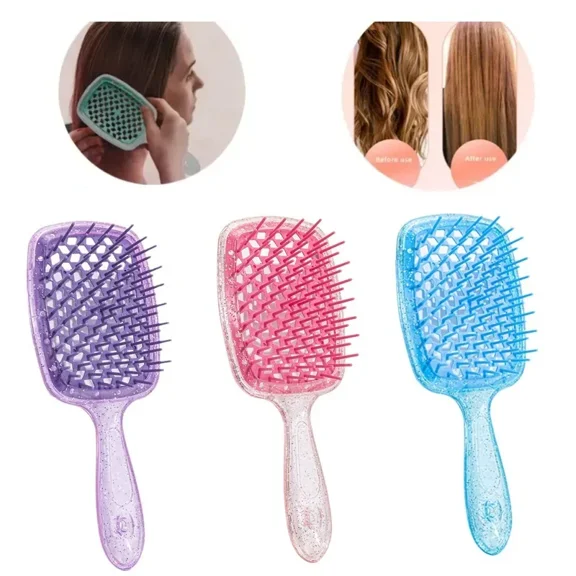 purple  Hair Comb Detangling Tangled Hair Comb Hollow Out Massage Combs Anti-static Hair Comb Salon Hairdressing Styling Tools