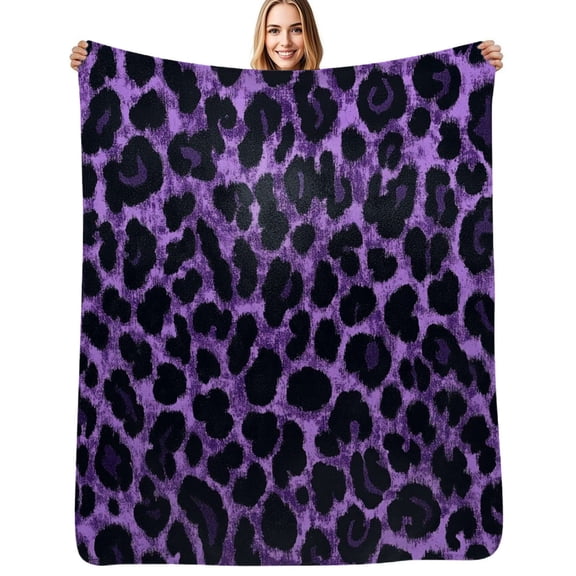 purple Leopard print Flannel Blanket Warm Soft Bedding Throws Winter Camping Chair Sofa Bed
