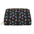thumbnail image 1 of purple cyan brown Skull Makeup Bag, Large Capacity Travel Cosmetic Bag for Women Girls- Travel Toiletry Bag Leather Portable Waterproof Makeup Case Organizer with Handle, 1 of 4