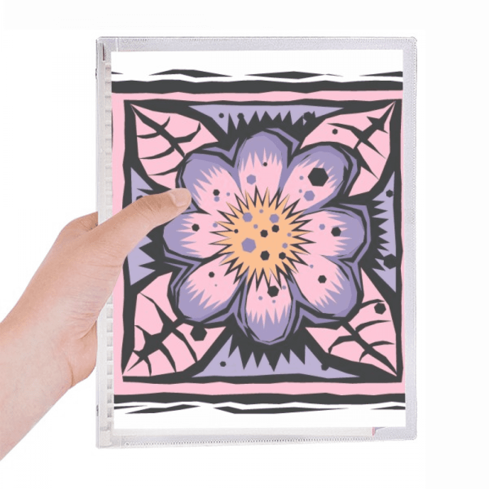 purple flower mexicon culture element engraving notebook loose diary refillable journal statiry
