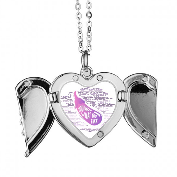 purple lines eggplant vegetable angel wings necklpendant fashion