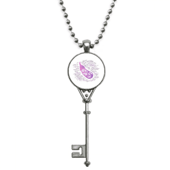 purple lines eggplant vegetable pendant vintage necklsilver key jewelry
