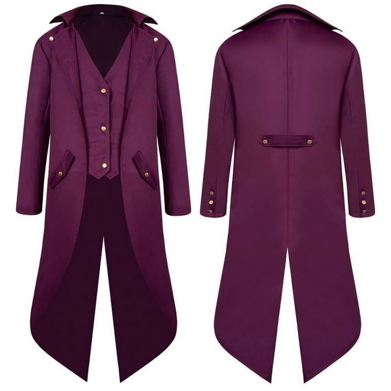 purple men s coat tailcoat jacket gothic frock coat uniform praty outwear