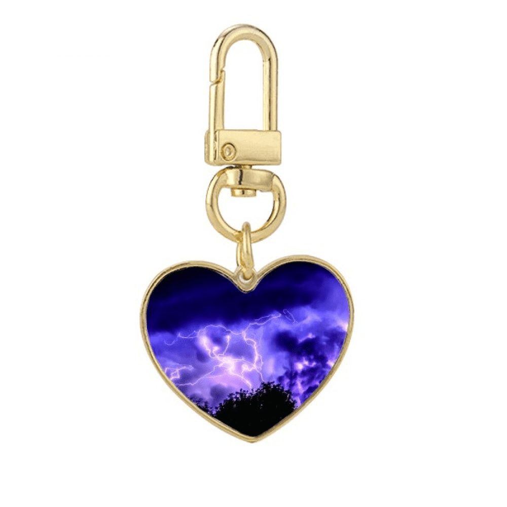 Purple Keyring purple thunder night art deco fashion gold heart keychain metal keyring ...
