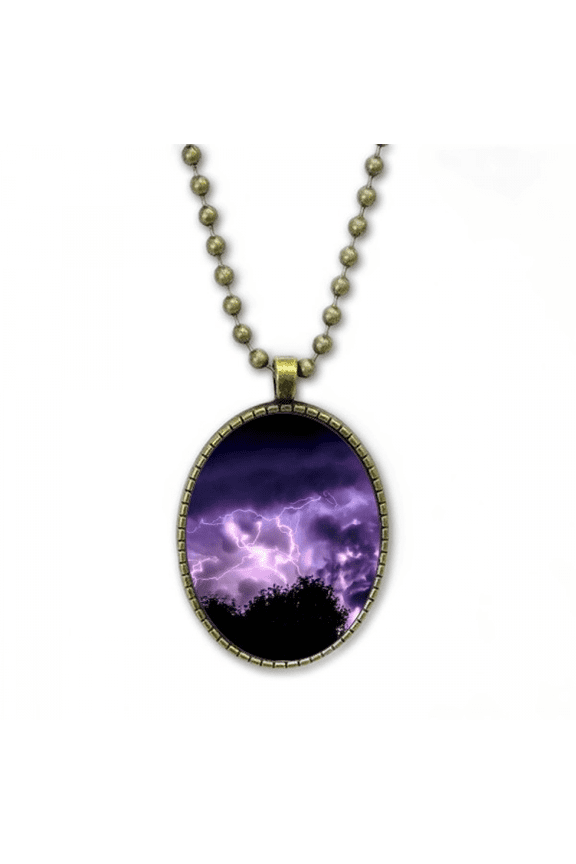 purple thunder night art deco fashion necklace vintage chain bead pendant jewelry collection