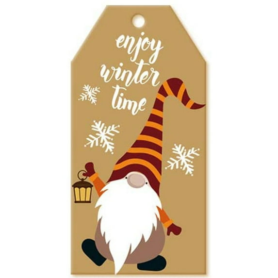 putnchl 100 Pieces Christmas Gnome Gift Tags Xmas Kraft Paper Gift Tags Hanging Label With 131 Feet Of Natural Jute Rope
